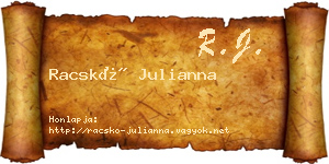 Racskó Julianna névjegykártya